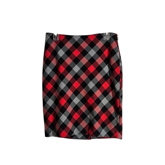 NWT The Limited Red & Black Diagonal Plaid Pencil Skirt - Picture 1 of 5